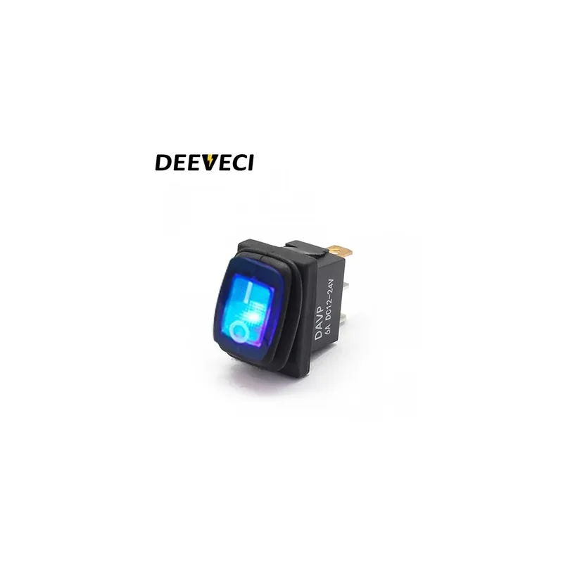 12v-Kék-KCD1 Fekete Vízálló mini Váltókapcsoló 13*19,5 Reteszelt 2 Tűs On-Off PC Erős Kicsi Billenőkapcsoló Alacsony ár