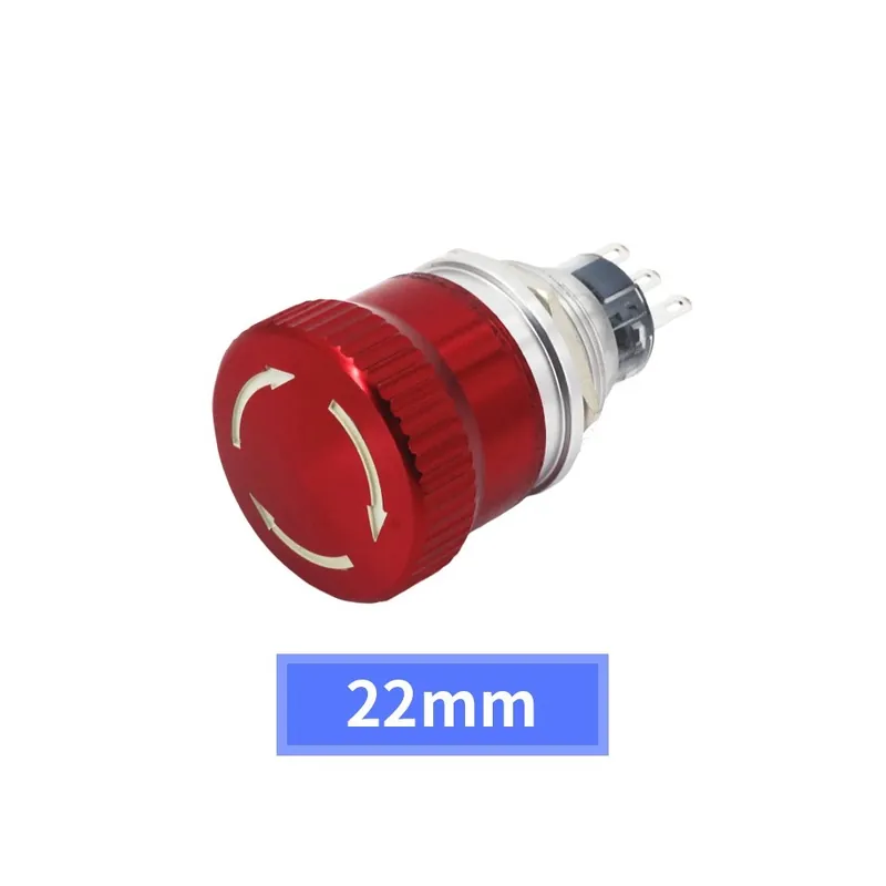 Biztonságos fizetés 1NO1NC-Világítás nélkül-22MM Szálváltás-Fém vészleállító kapcsoló forgó toló-húzó vészleállító gomb LED-del