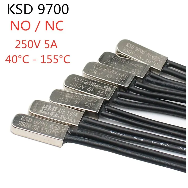 Szuper akció Normál Nyitott-1db-55C-KSD9700 5A 250V Termosztát Hővédő Biztosíték Hőmérséklet kapcsoló
