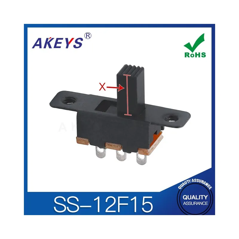 X : 8mm-SS-12F15 (1P2T) fogantyú 7MM 2-lépéses Magas nem rögzített Láb szimpla soros Háromlábú Függőleges Tolókapcsoló Kihagyhatatlan ajánlat