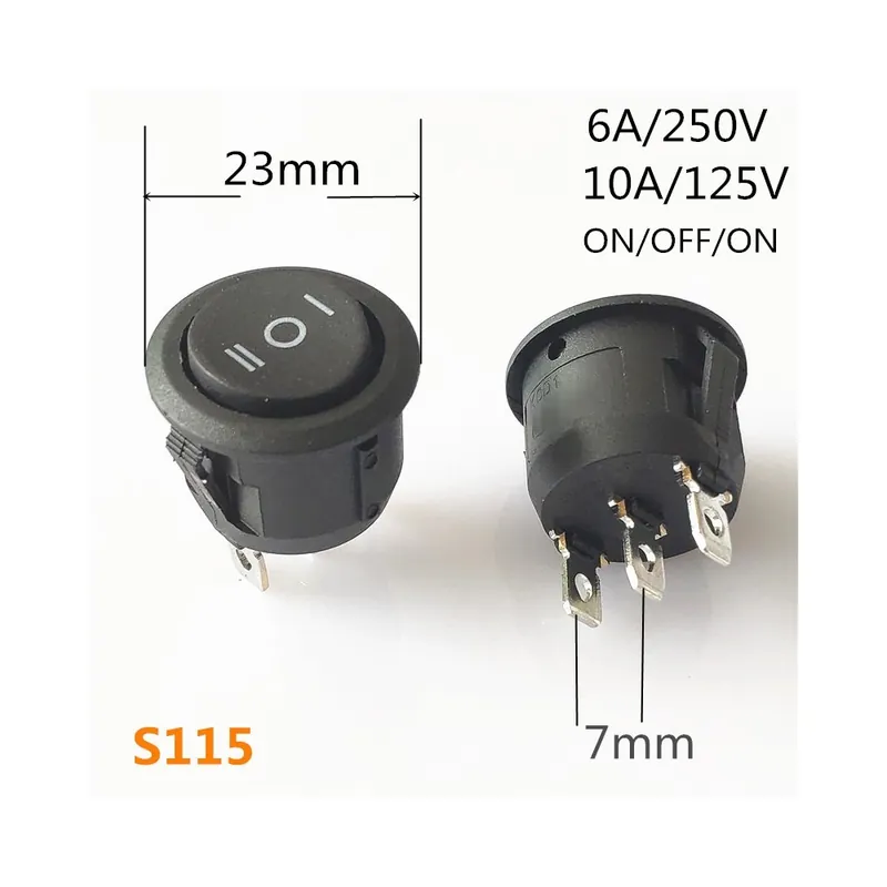 Árcsökkenés 2db-S115-SPST KCD1 2 Tűs 3 Tűs ON-OFF kapcsolós Billenőkapcsoló DC AC 6A/250V Autó Műszerfal műanyag kapcsoló