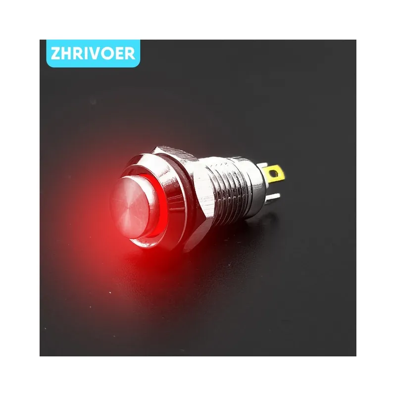 Biztonságos vásárlás Ön-Újraindító-1,8V-Piros-8mm Vízálló Fém Nyomógomb kapcsoló LED Önzáró/Reteszelt Self-reset/Ön-Újraindító/Pillanatnyi