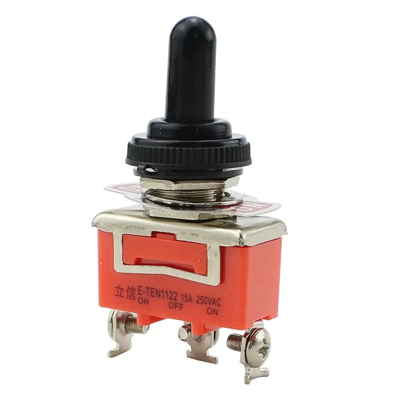 E-TEN1122 Kupakkal-E-TEN1122 Váltókapcsoló ON-OFF-ON 3 Pozíciós 3 Tűs Kapcsoló 250V 15A AC 12mm Vízálló kapcsoló kupakkal Különleges ajánlat