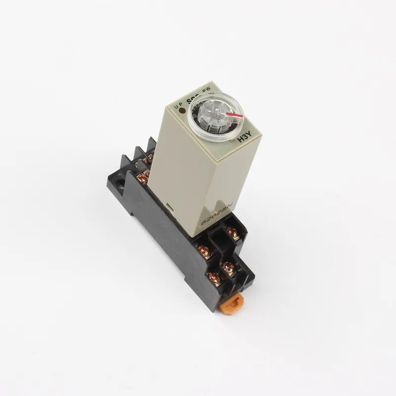1 Másodperces AC220V-H3Y-2 Forgó Gomb DPDT 1mp-30p időzítő relé AC/DC 12V 24V 110V 220V Alappal / Aljzattal Rendeld meg most
