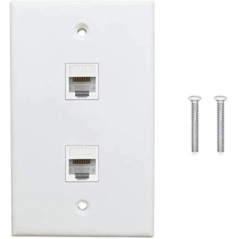 Vedd meg most 1 csomag 2 Portos Ethernet Fali lemez Cat6 Anya - Anya Fali Jack RJ45 Keystone 1 Beépített csatlakozó fali konnektor Fehér