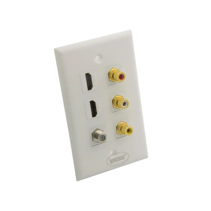 Outlet 2 X HDMI 3RCA F-fejű TV Fali lemez Anya - Anya csatlakozóval