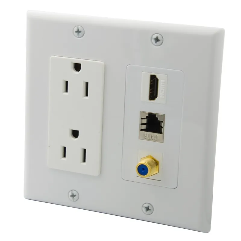 2 soros HDMI CAT6 pajzs Aranylemez F RG6 US típus Elektromos energia Fali lemez Exkluzív ajánlat
