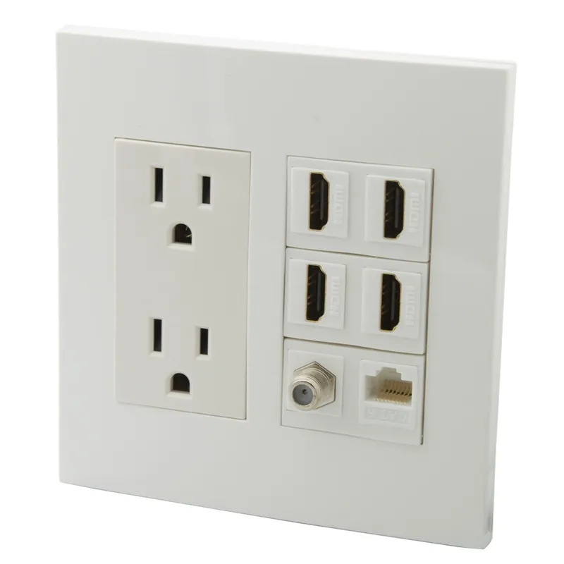 2 soros Csavar nélküli féle US 2 Portos AC Váltóáram Táp 4 Portos HDMI CAT6 RJ45 1 Portos F RG6 TV Anya - Anya Fali lemez Azonnali szállítás