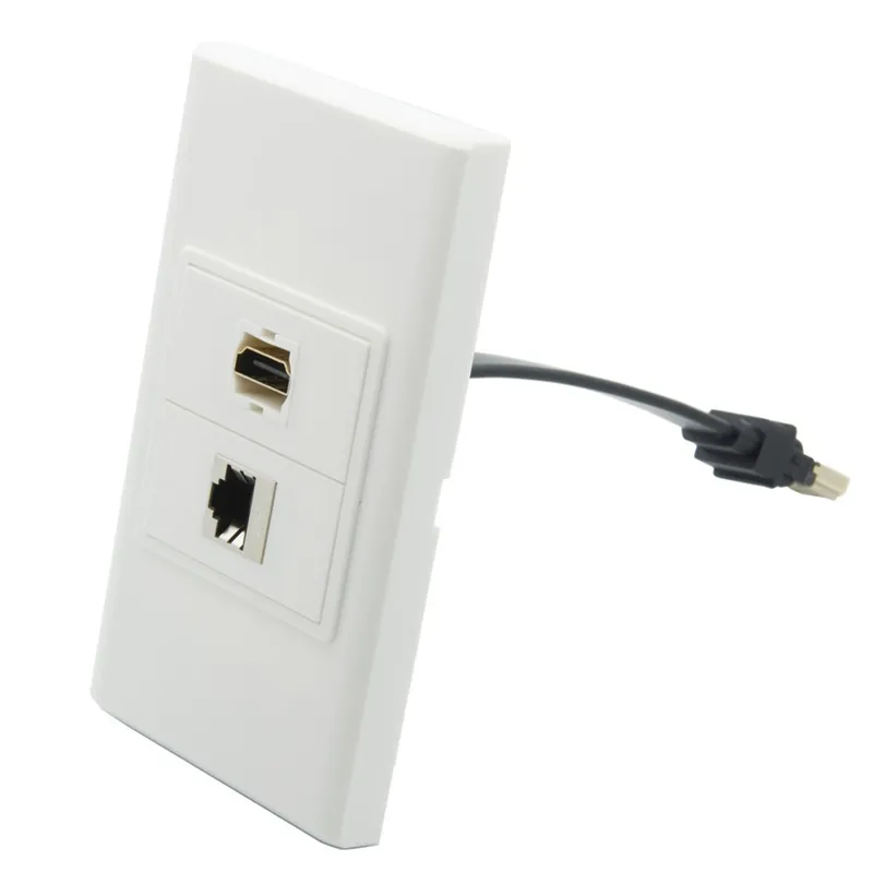 1 soros Csavar nélküli HDMI Lapos Rövid Kábel CAT6 RJ45 pajzs Fali lemez hátoldali Anya - Anya csatlakozóval Vedd meg online