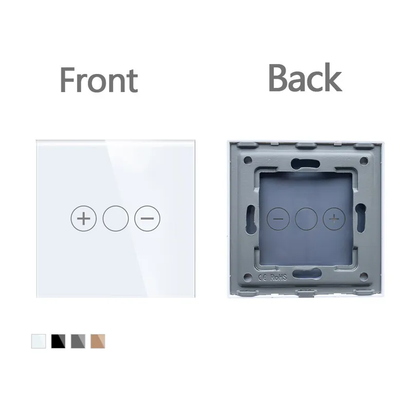 Tompító 86mm-Fekete Panel-Edzett kristály üveg Panel Szimpla Panel Fali érintőkapcsoló Fényerő-szabályozó Vásárlói kedvenc
